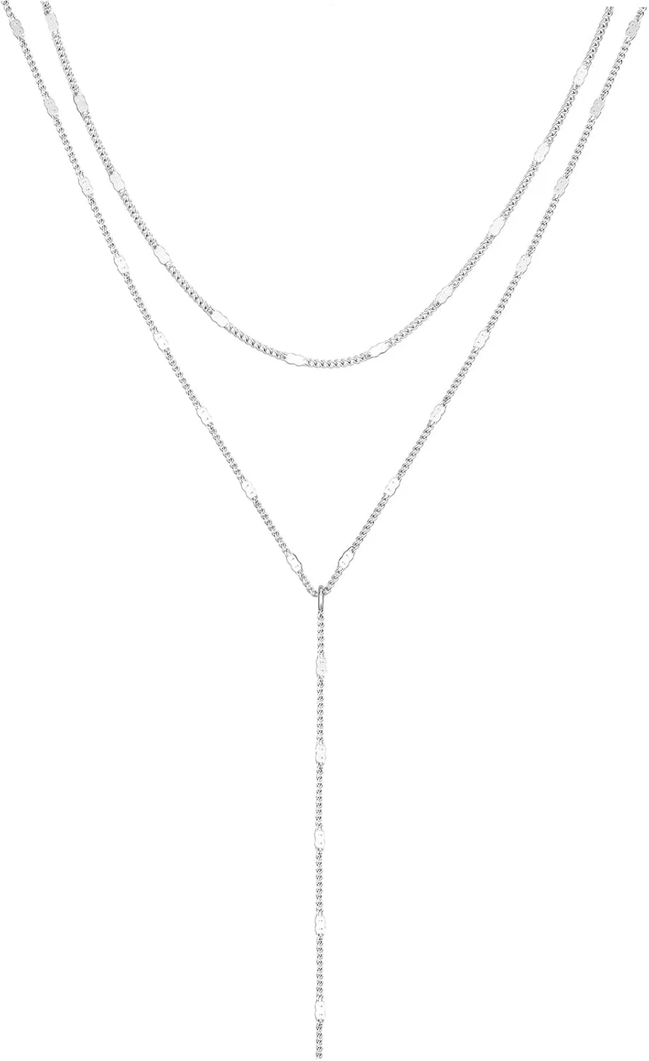 Trendy Silver Lariat Necklace for Women  Dainty Y-Shaped Pendant with Cubic Zirconia, Layered Long Necklace for Women, Elegant Drop Necklace for Daily Wear & Special Occasions