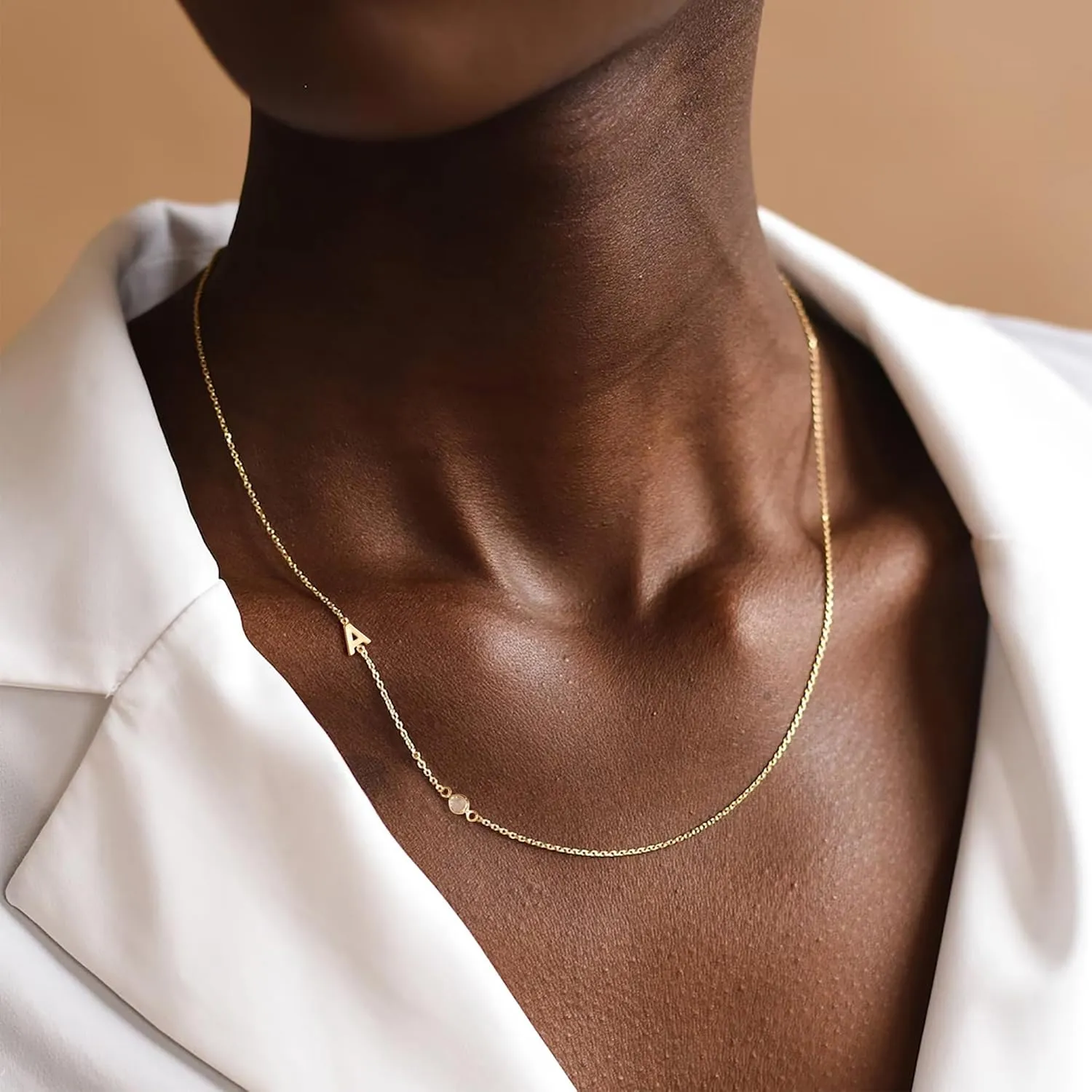 Turandoss Gold Initial Necklaces for Women - Dainty Gold Necklace Simple Sideways Letter Pendant with Cubic Zirconia Name Necklace Gold Jewelry Gifts for Women Teen Girl Gifts Trendy Stuff