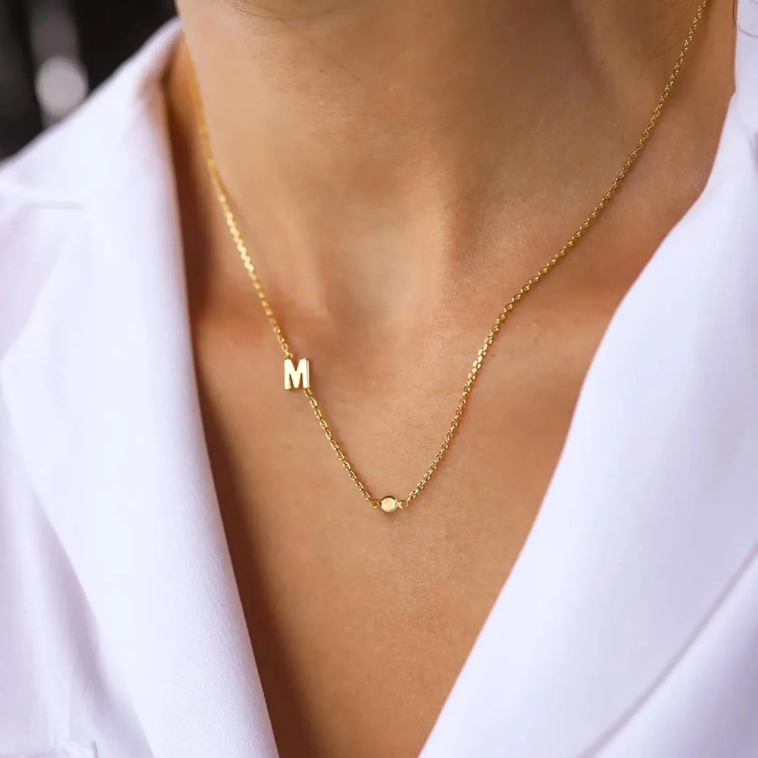 Turandoss Gold Initial Necklaces for Women - Dainty Gold Necklace Simple Sideways Letter Pendant with Cubic Zirconia Name Necklace Gold Jewelry Gifts for Women Teen Girl Gifts Trendy Stuff