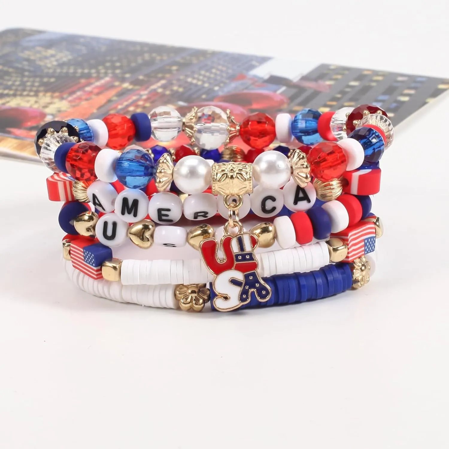 Twinfree Bohemian Bracelets for Women Stretch Multilayer Colorful Beads Bracelet with Charm Jewelry