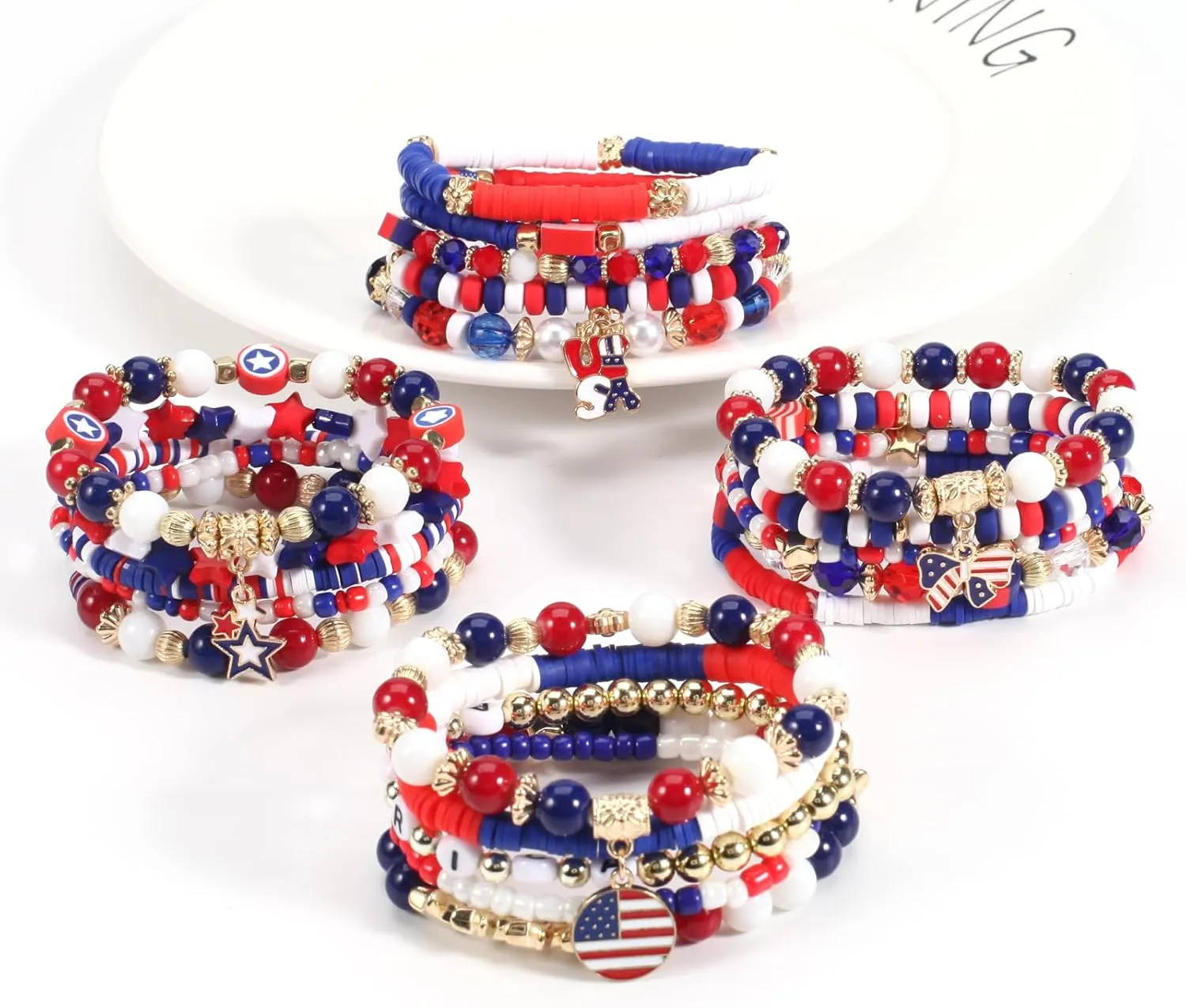 Twinfree Bohemian Bracelets for Women Stretch Multilayer Colorful Beads Bracelet with Charm Jewelry