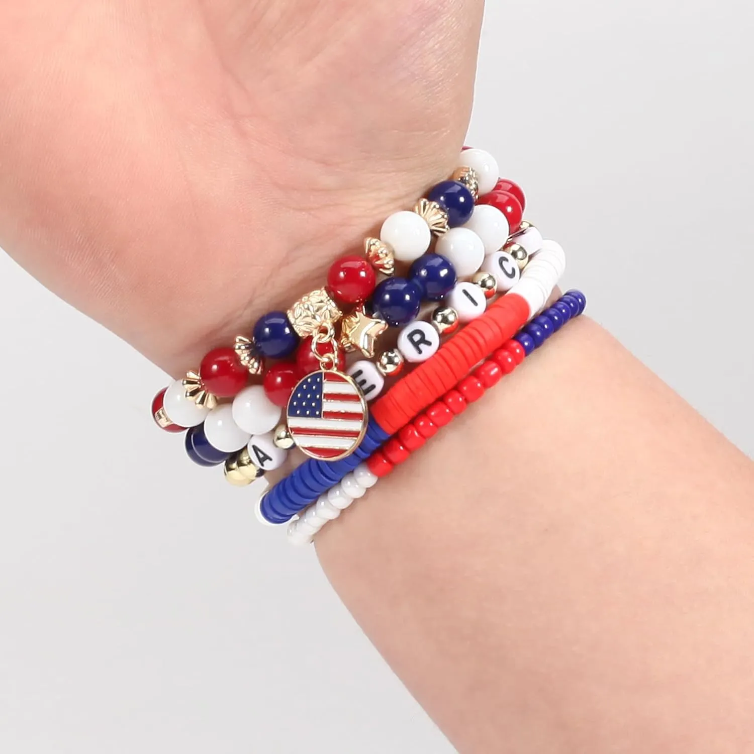Twinfree Bohemian Bracelets for Women Stretch Multilayer Colorful Beads Bracelet with Charm Jewelry