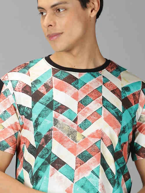UrGear Printed Men Round Neck MultiColour T-shirt