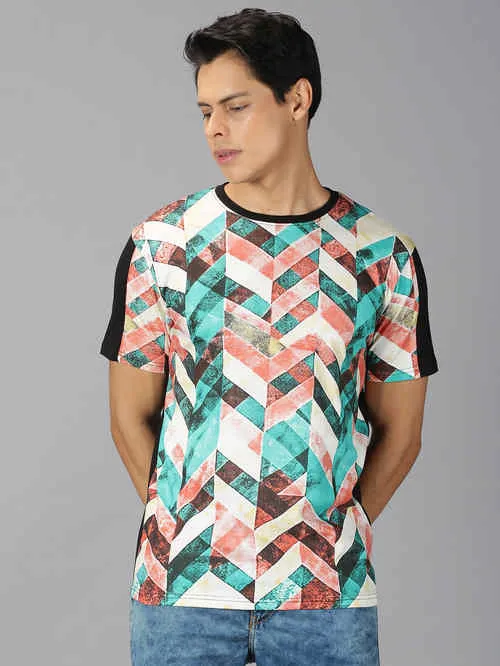 UrGear Printed Men Round Neck MultiColour T-shirt