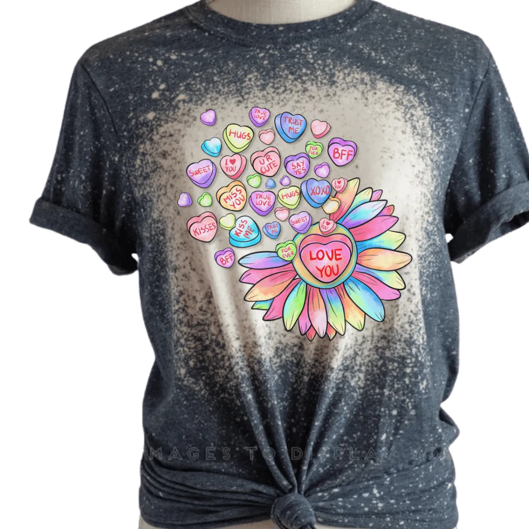 Valentines Sunflower Hearts Custom Made T-Shirt
