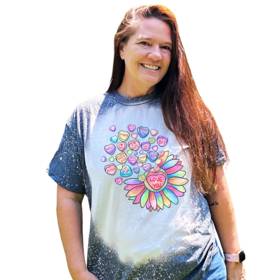 Valentines Sunflower Hearts Custom Made T-Shirt