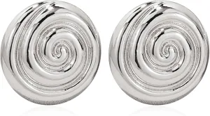 Vintage Gold Silver Chunky Spiral Stud Earrings for Women Trendy Metal Geometric Statement Round Swirl Earrings Jewelry Gifts
