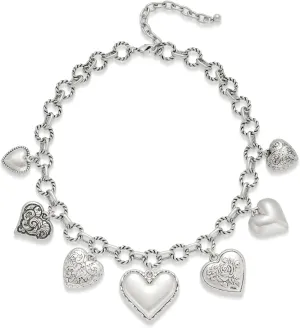 Vintage Heart Necklace Dainty 14k Gold Plated Charm Necklace for Women Hypoallergenic Heart Pendant Choker Necklace Chunky Silver Heart Necklace Statement Necklaces for Women Trendy