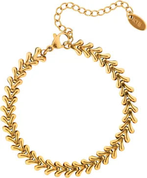 VINTY Gold Chevron Bracelet, 18K Gold Plated Stainless Steel Chain Bracelet for Women, Hypoallergenic, Vintage Style, Hypoallergenic, Non Tarnish Jewelry