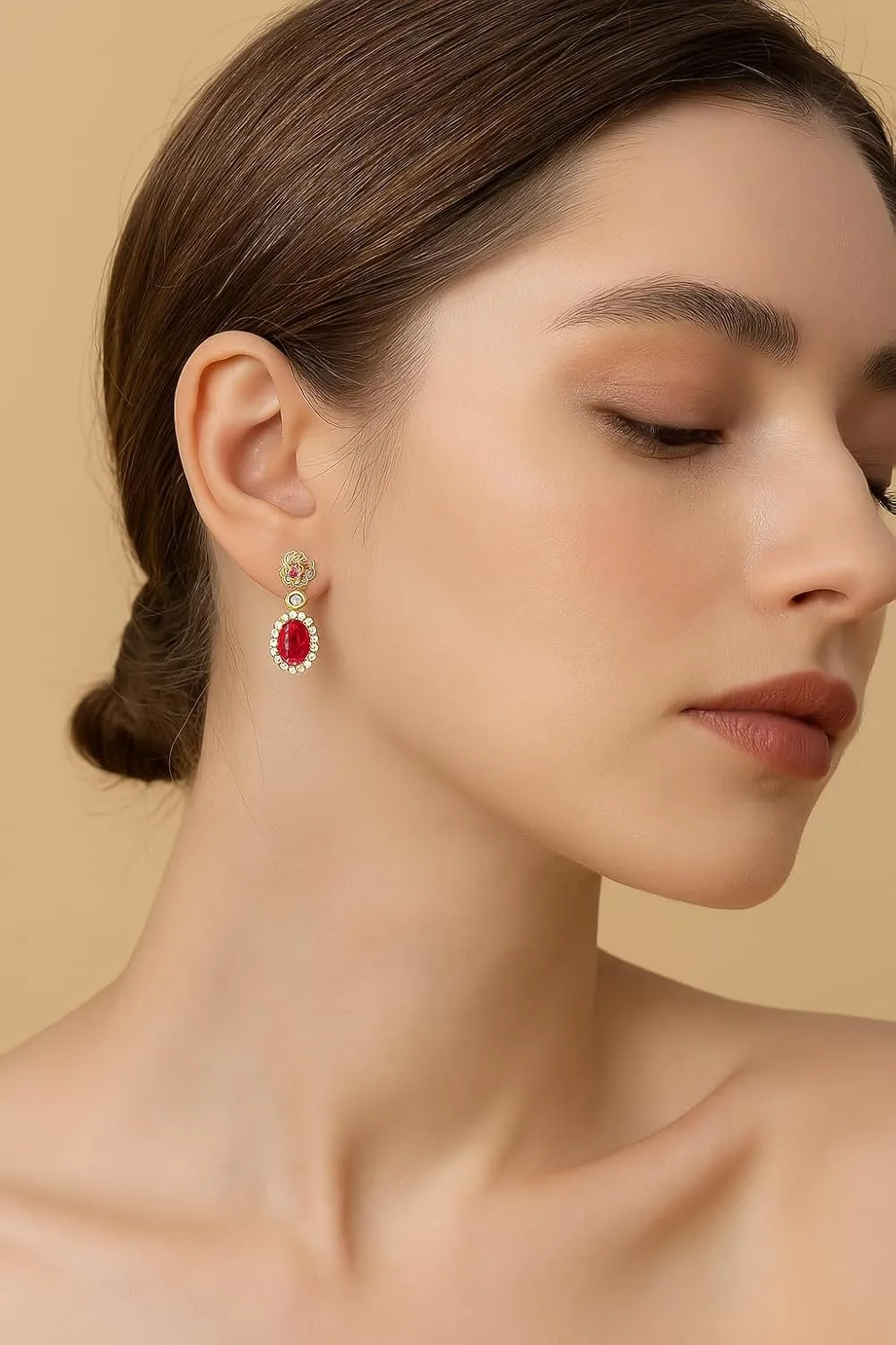 Waimore Elegant Ruby Earrings Halo Butterfly Drop Design Dangle Women 2ct for Daily Wear Anniversary Birthstone Jewelry