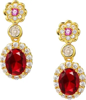 Waimore Elegant Ruby Earrings Halo Butterfly Drop Design Dangle Women 2ct for Daily Wear Anniversary Birthstone Jewelry