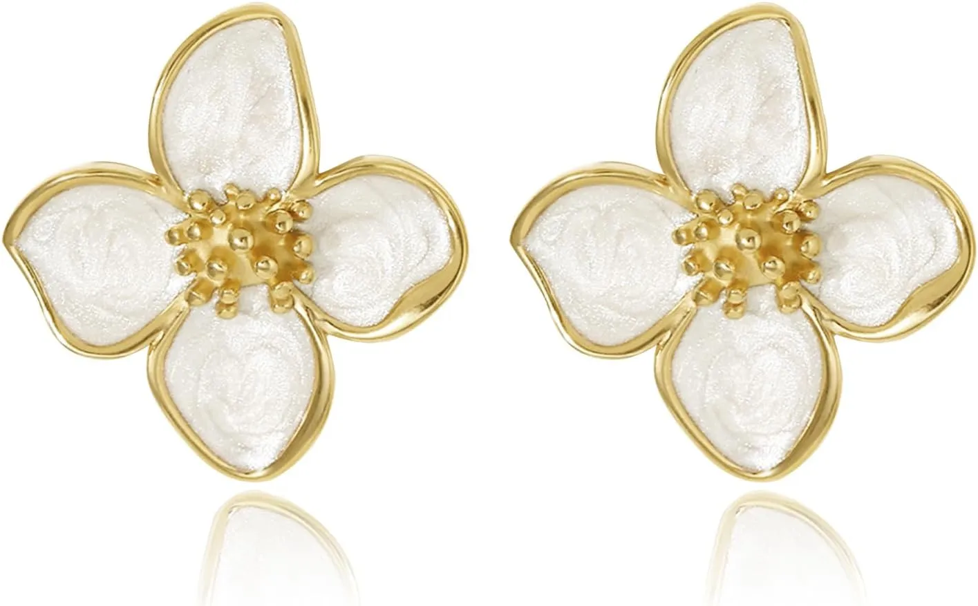 White Flower Earrings Unique Spring Earrings for Women Big Floral Earring Statement Flower Jewelry Gift