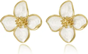 White Flower Earrings Unique Spring Earrings for Women Big Floral Earring Statement Flower Jewelry Gift