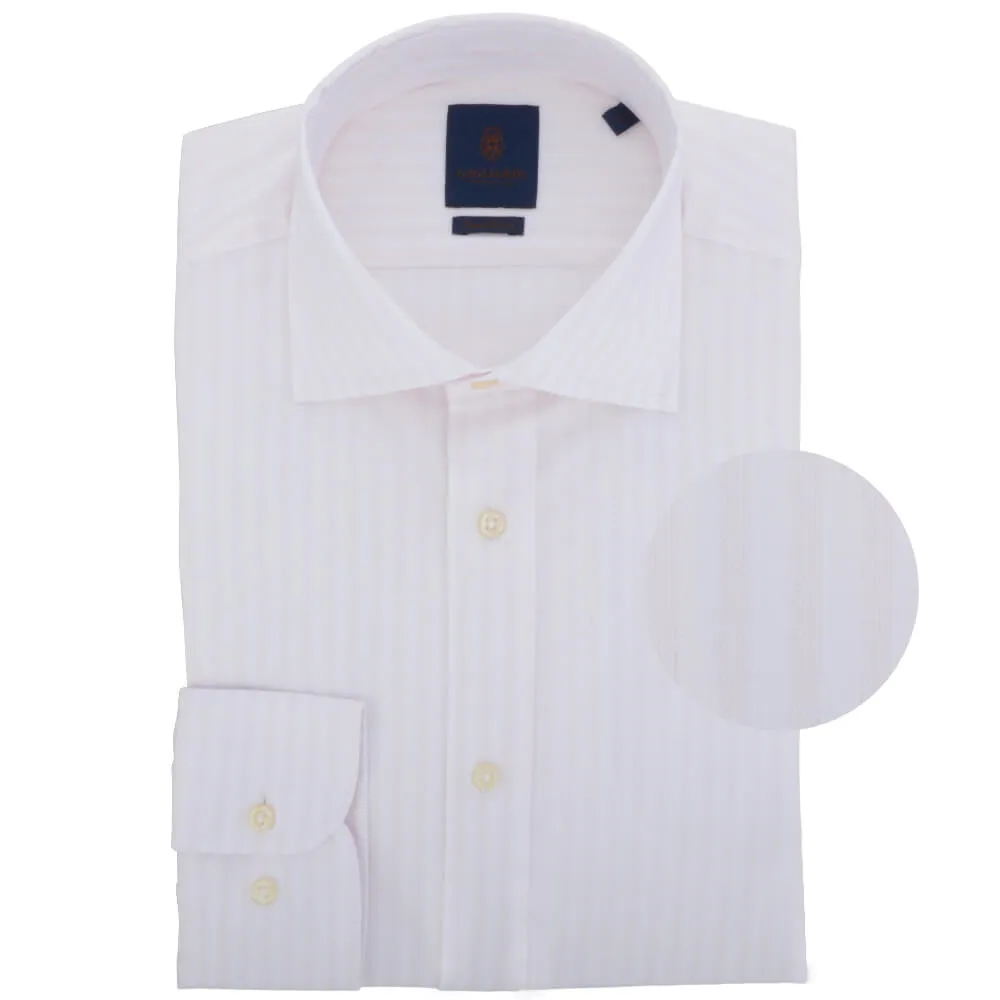 White with Subtle Pink Stripe Cutaway Collar Shirt