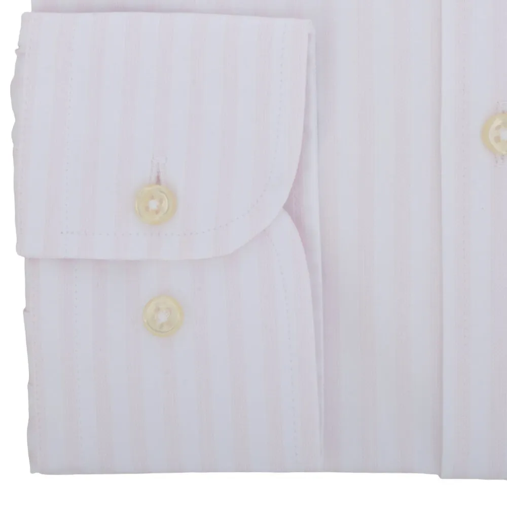 White with Subtle Pink Stripe Cutaway Collar Shirt