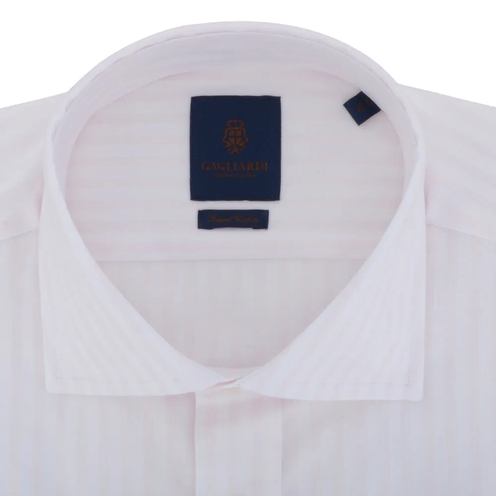 White with Subtle Pink Stripe Cutaway Collar Shirt