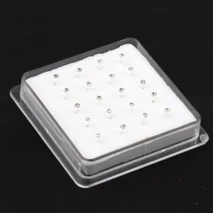 Wholesale Lots 20 Pcs Clear Crystal Bar Bone Rings 925 Silver Nose Stud-Default