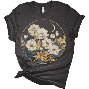 Womens Floral Shirts Wildflower Vintage Graphic Tees Spring Short Sleeve Cottagecore T Shirts Bella Summer Tops