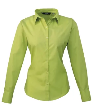 Womens poplin long sleeve blouse | Lime