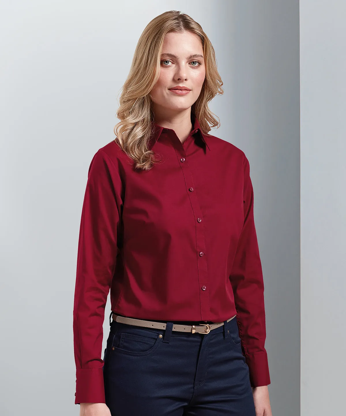 Womens poplin long sleeve blouse | Lime