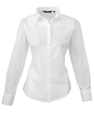 Womens poplin long sleeve blouse | White