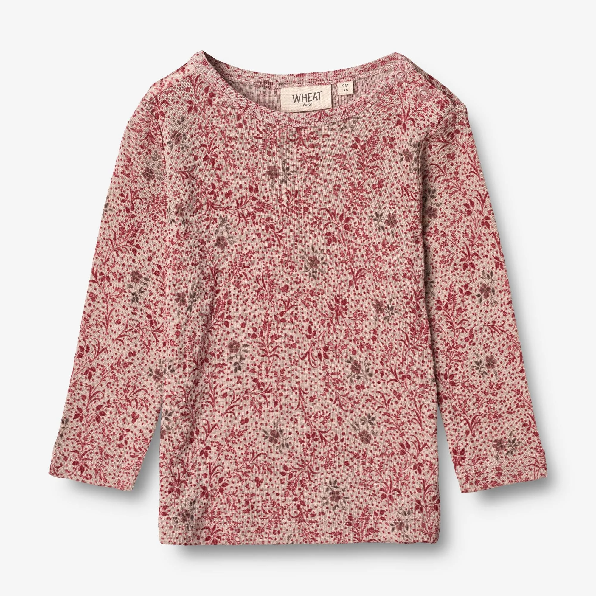 Wool T-Shirt LS | Baby - cherry flowers