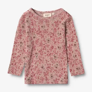 Wool T-Shirt LS | Baby - cherry flowers