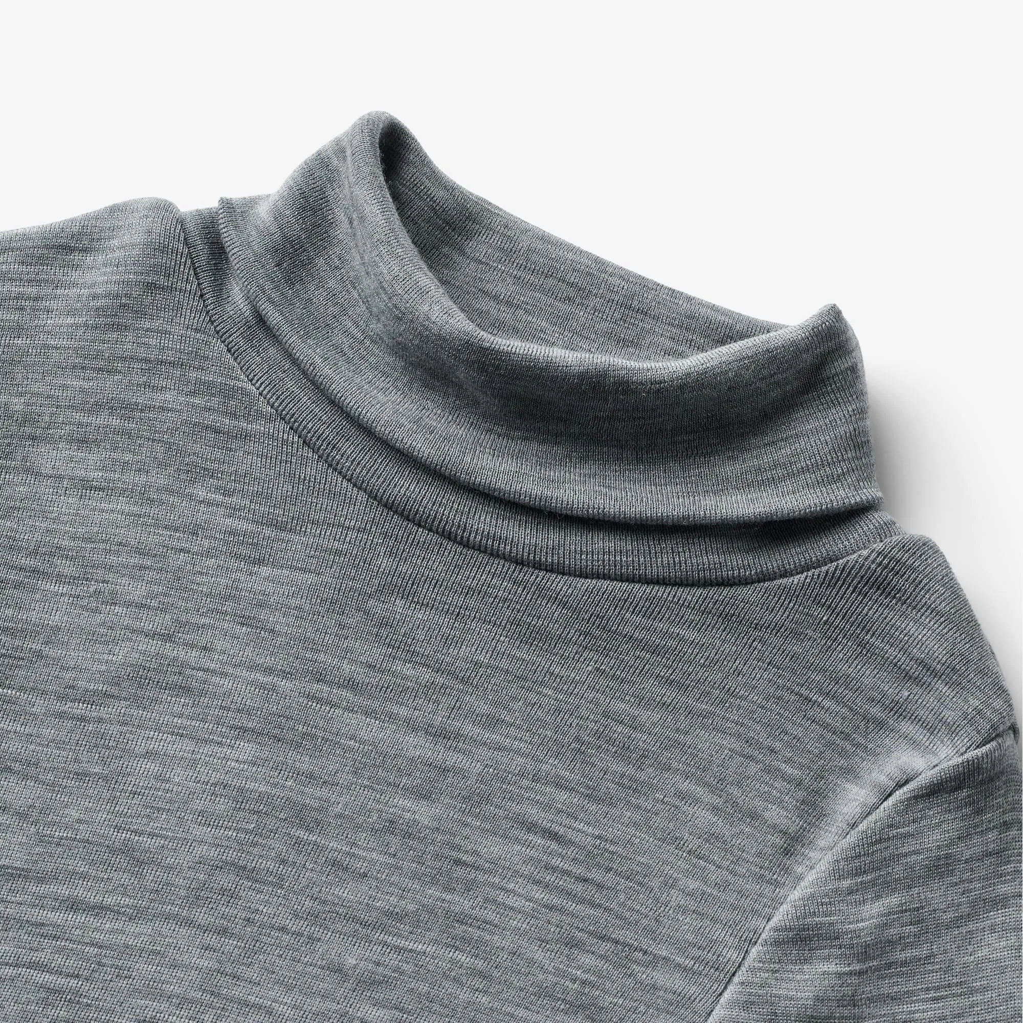 Wool T-Shirt Roll Neck Aksel - melange grey