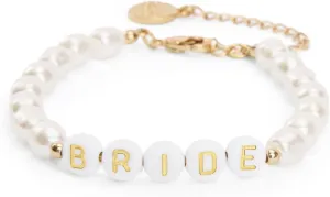 xo, Fetti Bride Pearl Beaded Bracelet - 7" | Bride to Be Jewelry, Bachelorette Party Decorations, Bridesmaid Gift, Bridal Shower Favor, Wedding Accessory
