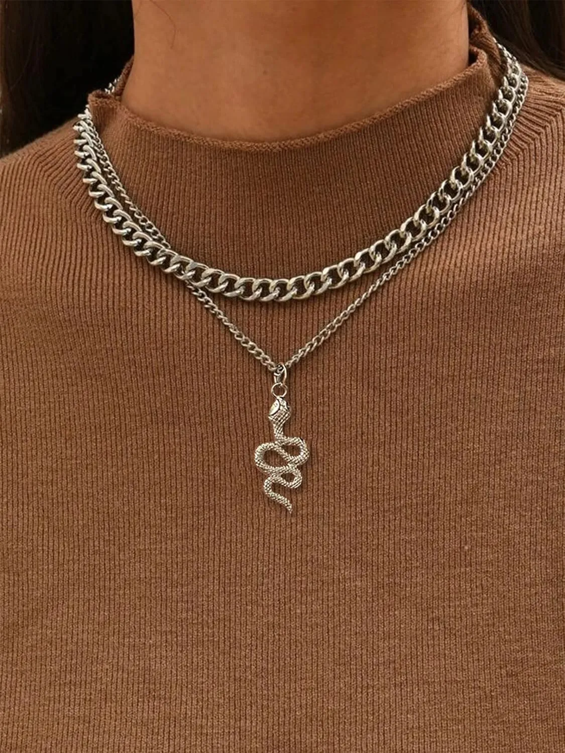 YANCHUN Bendable Snake Necklace & Bracelet for Women - Gold Snake Choker Gothic Jewelry - Trendy Stocking Stuffers & Christmas Gifts 2024