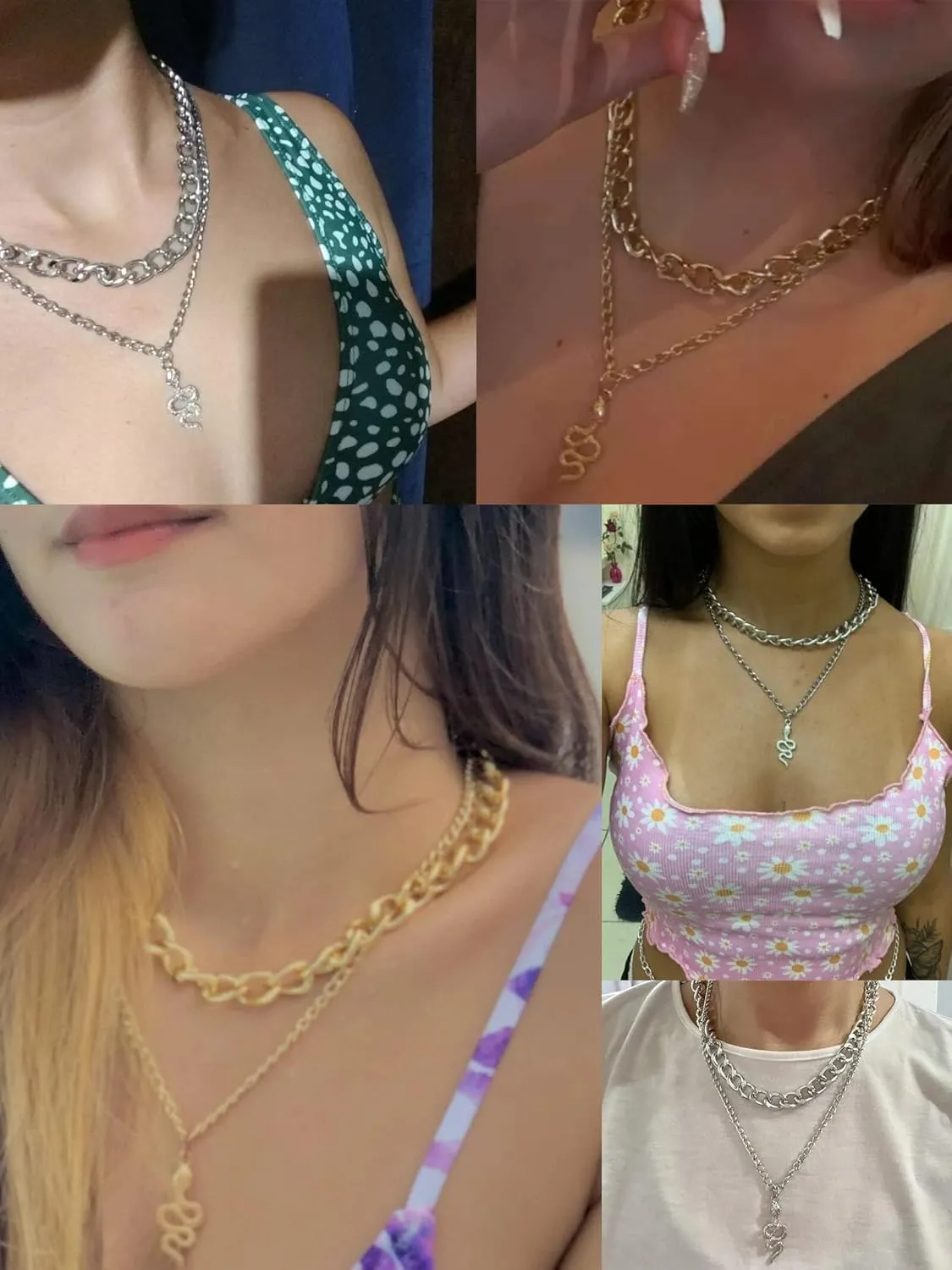 YANCHUN Bendable Snake Necklace & Bracelet for Women - Gold Snake Choker Gothic Jewelry - Trendy Stocking Stuffers & Christmas Gifts 2024