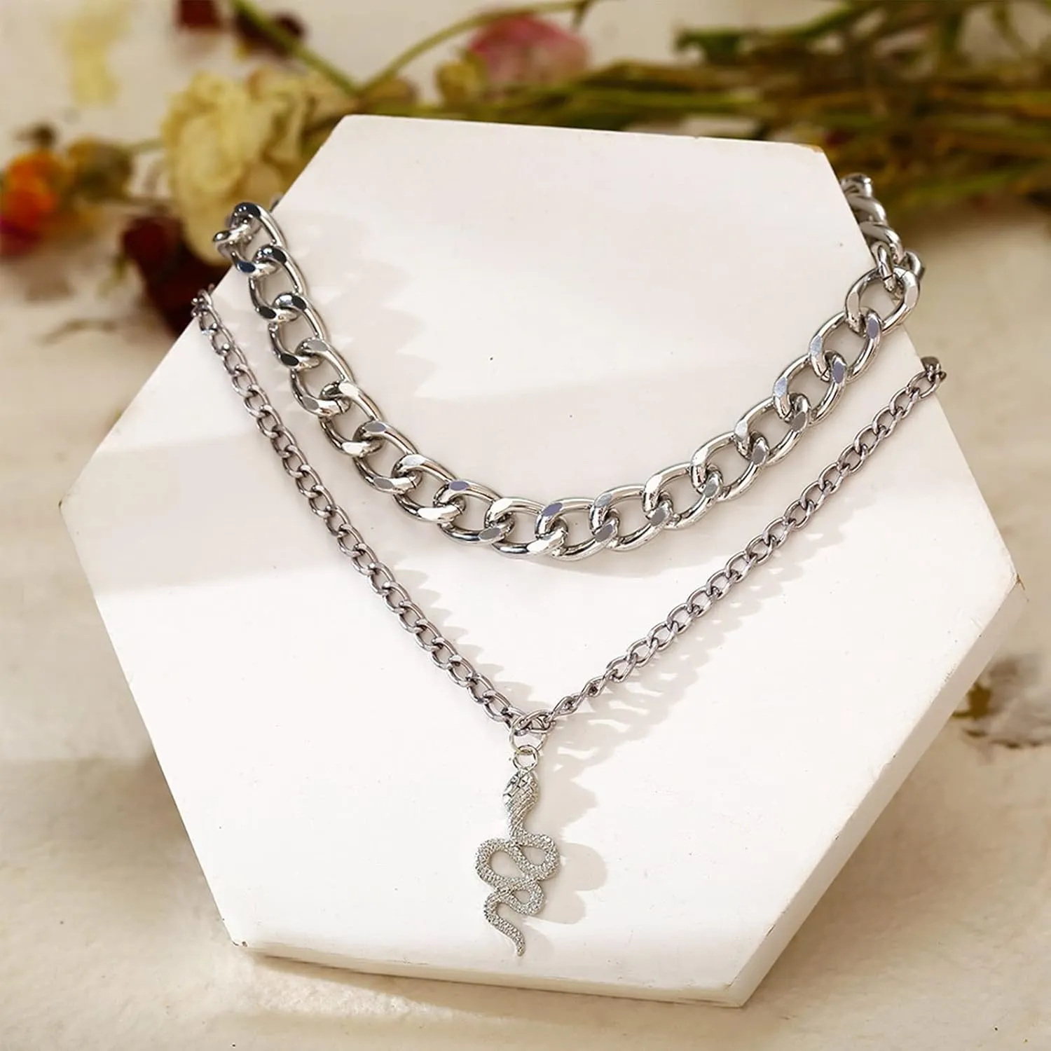 YANCHUN Bendable Snake Necklace & Bracelet for Women - Gold Snake Choker Gothic Jewelry - Trendy Stocking Stuffers & Christmas Gifts 2024