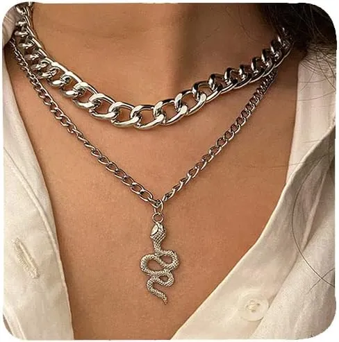 YANCHUN Bendable Snake Necklace & Bracelet for Women - Gold Snake Choker Gothic Jewelry - Trendy Stocking Stuffers & Christmas Gifts 2024