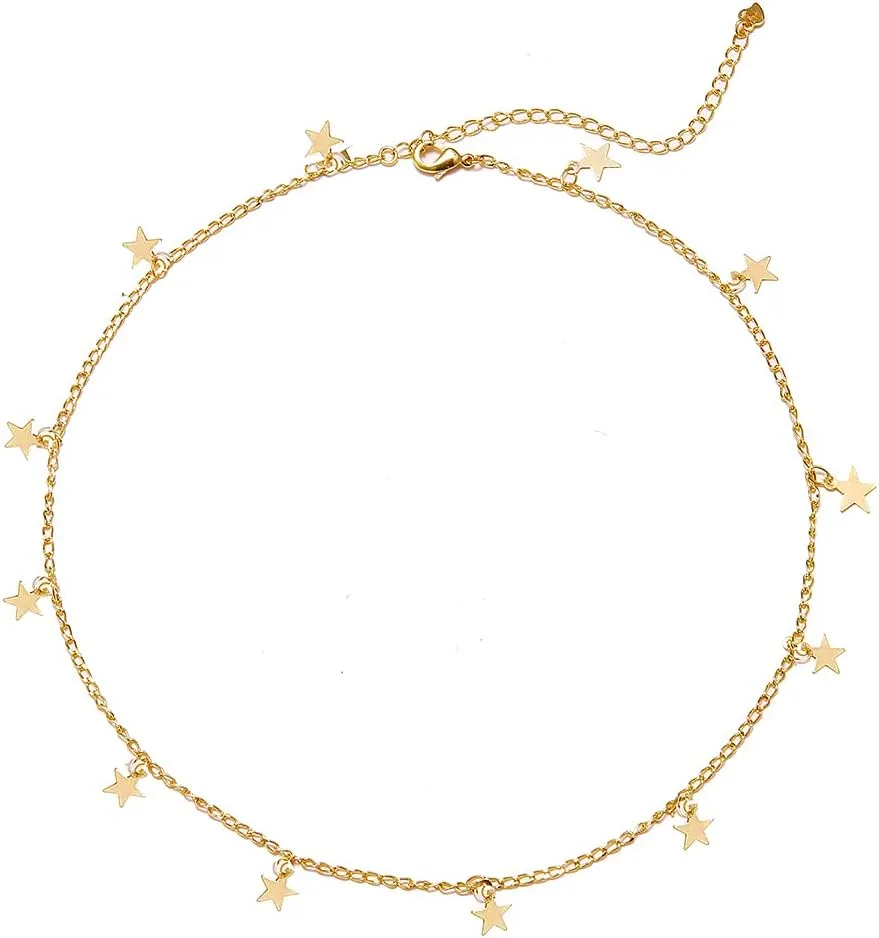 YANCHUN Star Layered Necklace Stack Summer Beach Charm Choker Adjustable Fashion Jewelry for Layering Necklaces Beach Vacation Essentials