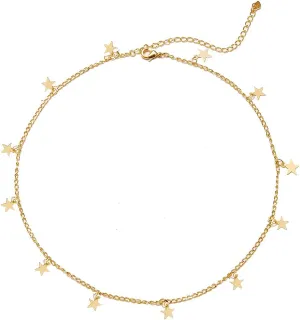 YANCHUN Star Layered Necklace Stack Summer Beach Charm Choker Adjustable Fashion Jewelry for Layering Necklaces Beach Vacation Essentials