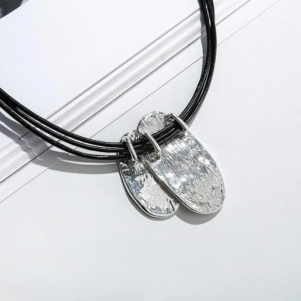 Z&R RETRO Chic Gold Leather Cord Necklace with Large Floral Pendant and Pearl Centerpiece  Graceful, Unique, and Stylish Jewelry for Casual and Formal Elegance