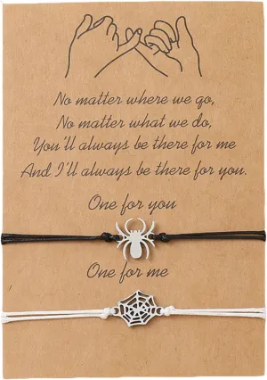 ZYALTFDC Matching Spider Bracelet for Couple Friendship Bracelets for 2 Braided Rope Bracelet for Couple Best Friends Bracelet for Women Men Halloween Couple Bracelets for Boyfriend and Girlfriend